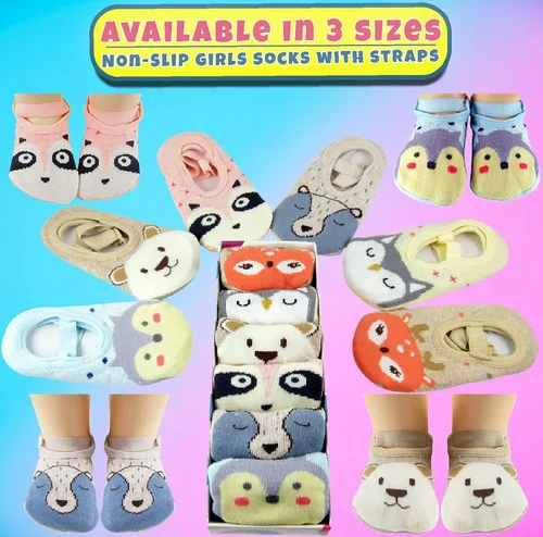 Miniatura 6 de Tiny Captain Calcetines de agarre para niñas de 1 a 3 años de edad, calcetines antideslizantes de animales de 1 a 3 años, set de regalo para niñas