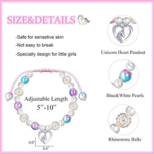Miniatura 5 de JoycuFF Daughter Granddaughter Niece Pink Pearls Charm Bracelets for Girls Valentine's Day Birthday Back to School Christmas Gift for Girls