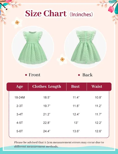 Miniatura 7 de URMAGIC Vestidos de verano para niñas pequeñas, con volantes, sin mangas, con lunares suizos, vestido de fiesta sólido para 18M-6 años