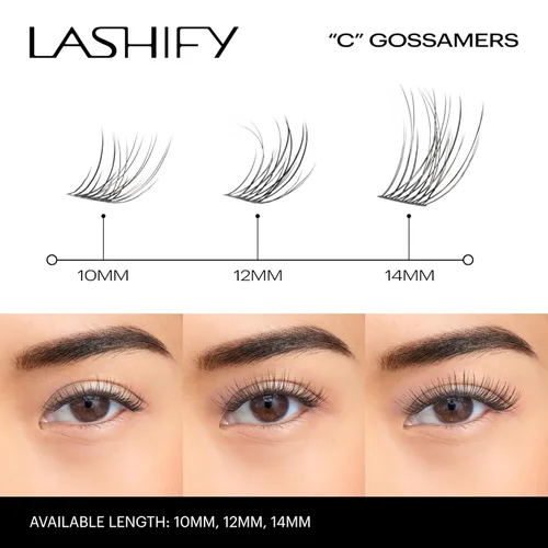 Miniatura 4 de Lashify Curl - Extensiones de pestañas Gossamer DIY de 0.551 pulgadas, color negro, pestañas postizas fáciles para un aspecto natural