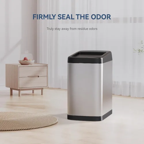 Miniatura 4 de ELLO&ALLO Bote de basura de cocina de 13 galones con tapa enrollable, sensor de movimiento automático sin contacto, cubo de basura rectangular
