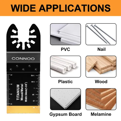 Miniatura 4 de CONNOO Paquete de 120 hojas de sierra oscilantes, cuchillas oscilantes multiherramienta para madera y plástico, dientes largos japoneses, kits