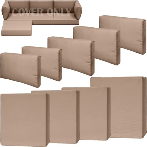Miniatura 29 de Juego de 9 piezas de fundas impermeables para cojines de patio al aire libre, juego de reemplazo para muebles de sofá seccional de ratán entretejido