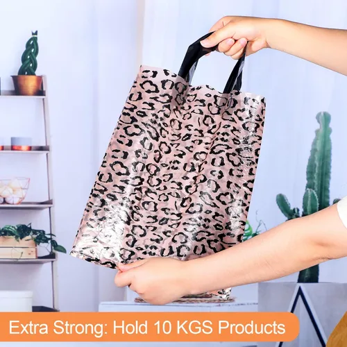 Miniatura 5 de Tudomro 150 bolsas de boutique a granel de 10 x 13 pulgadas, bolsas de plástico reutilizables para regalos de compras con asas para pequeñas