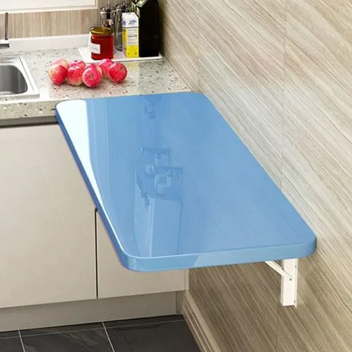 SAHUL Mesa plegable montada en la pared, resistente con soporte, para lavandería, cocina, bar en casa, cocina y comedor, oficina, mesa Azul