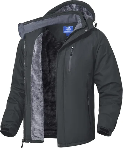 Miniatura 7 de SPOSULEI - Chaquetas de esquí para hombre con capucha, chaquetas de snowboard, impermeables, forro de vellón, abrigos con bolsillos múltiples
