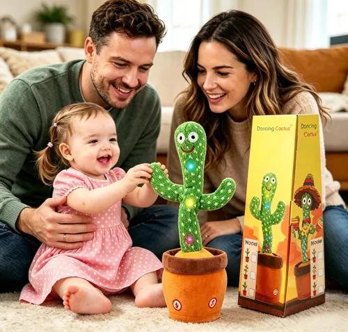 Miniatura 2 de MIAODAM - Cactus bailarín, juguete parlante de cactus para bebés, juguete de cactus que brilla con luces coloridas y repite lo que dices para bebés