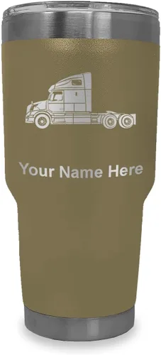 Miniatura 10 de LaserGram Taza aislada al vacío de 20 onzas, cabina de camión, grabado personalizado incluido (negro)