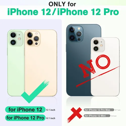 Miniatura 2 de TUCCH Funda tipo cartera, iPhone 12 Pro/12 5G, azul lago, carcasa interior de TPU a prueba de golpes, piel sintética, bloqueo RFID, soporte