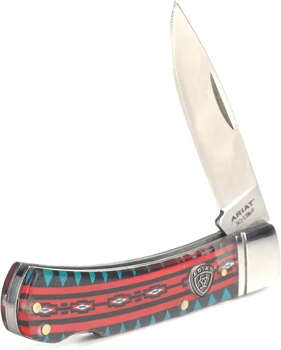 Miniatura 2 de ARIAT Aztec - Cuchillo de bolsillo plegable de hoja lisa, acrílico, multicolor, hoja de 3 pulgadas (grande)