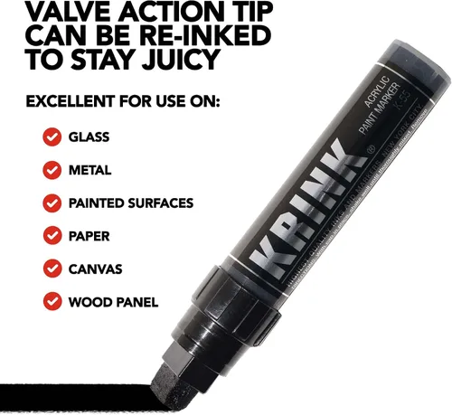 Miniatura 4 de Krink K-55 - Rotulador de pintura negra – Rotuladores de pintura acrílica de arte fino vibrante y opaco para superficies lisas – Marcadores