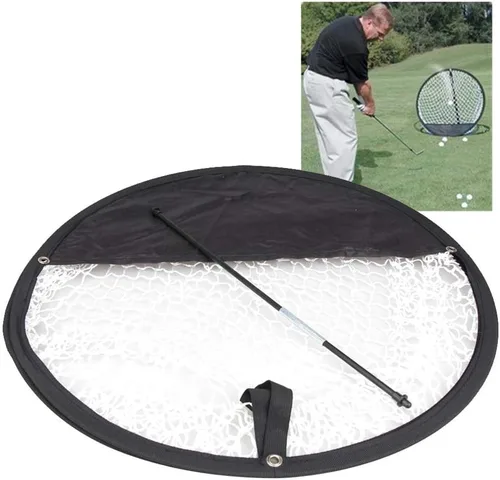 Miniatura 3 de Práctica de entrenamiento portátil de tiro de golf para practicar astillado, cesta de red duradera, portátil, plegable, color negro