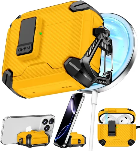 Miniatura 53 de Pohgelan - Funda compatible con AirPods Pro 2ª/1ª (azul) Cerradura magnética automática con kit de limpieza, compatible con Magsafe