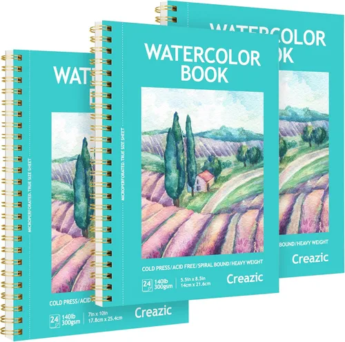 Miniatura 18 de Creazic Bloc de papel de acuarela de 8.5 x 11 pulgadas (140 libras/300 gsm) - Bloc de arte sin ácidos Cuaderno de bocetos pesado prensado en frío