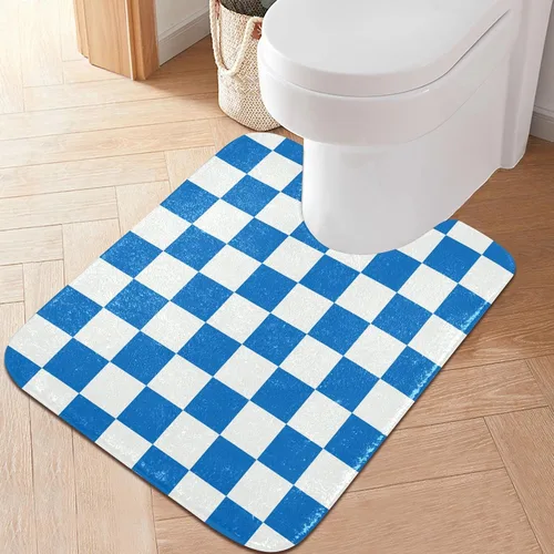 Miniatura 49 de Tapete de baño a cuadros negros y morados, suave, absorbente, lavable, tapete de baño para suelo de baño, tapete de baño antideslizante para baño