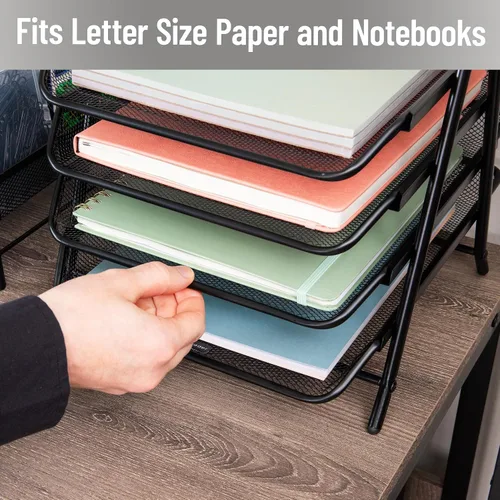 Miniatura 6 de Mind Reader MESHMON3P-BLK – Organizador con cajón y base para monitor, de rejilla de metal, y organizador de 3 niveles para escritorio de rejilla