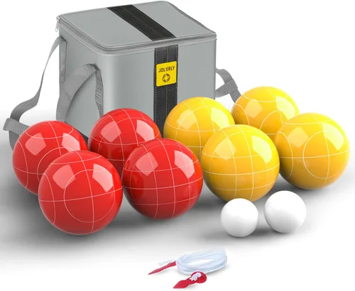 Juego de pelotas de bocce de grado profesional de 107 mm de tamaño y peso de regulación 920 g para torneos oficiales (Rojo y Amarillo)