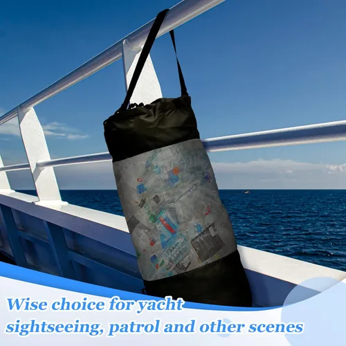 Miniatura 6 de Paquete de 2 accesorios portátiles para barcos, bolsas de basura de malla, contenedor de basura para barco, kayak, cámper, pesca, cabina, negro