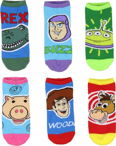 Miniatura 2 de Disney Toy Story Character Faces Woody Buzz Light Year Rex Bullseye - Calcetines de tobillo invisibles, paquete de 6 pares, Varios