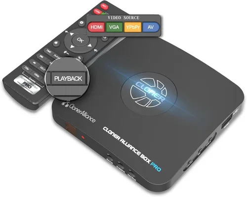 HDML-Cloner Box Pro captura videos/juegos y reproducelos instantáneamente con el control remoto, programe grabaciones, entrada HDMI/VGA/AV/YPbPr.