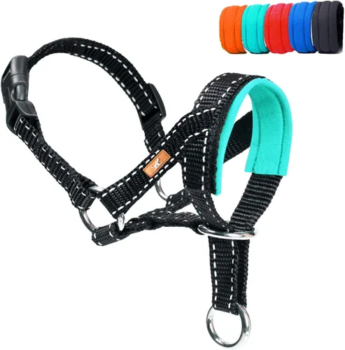 Miniatura 13 de Collar de cabeza de perro con tela reflectante, arnés ajustable para cabeza de perro para evitar tirones para perros pequeños, medianos y grandes