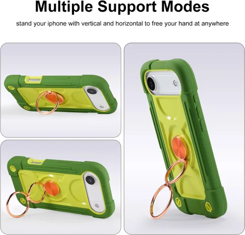 Miniatura 5 de MARKILL Funda compatible con iPhone Air de 6.5 pulgadas 2025 con soporte de anillo giratorio de 360 grados, protección contra caídas de grado