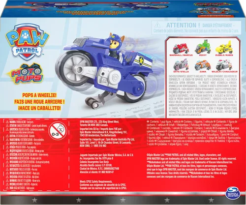 Miniatura 10 de Paw Patrol, Moto Pups Deluxe de Chase, vehículo de motocicleta de tracción que hace piruetas y figura de juguete