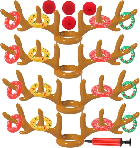 Miniatura 8 de Christmas Games Decorations, Inflatable Reindeer Antler Ring Toss Game, Stocking Stuffers for Men Women Kids Teens Adults, Christmas Party Games Fun
