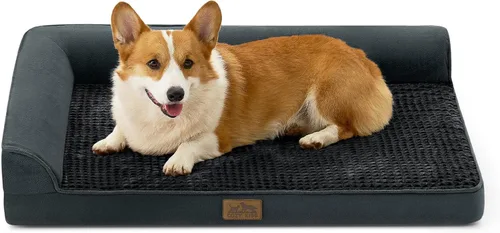 Miniatura 20 de COZY KISS Cama ortopédica para perros de tamaño mediano y pequeño, cama de jaula para perros, cama en forma de L con parte inferior antideslizante