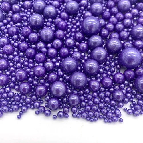 Miniatura 5 de Weraru Gránulos comestibles de azúcar con perlas moradas, tamaño mezclado, para hornear, decoraciones comestibles para pasteles, decoración