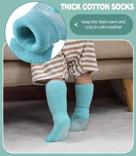 Miniatura 4 de MQELONG Calcetines tobilleros antideslizantes para bebé, con calcetines antideslizantes para bebés, niños y niñas, 6 pares