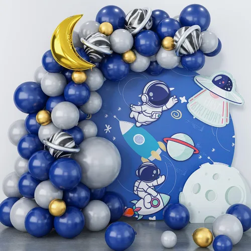 Miniatura 7 de Kit de Arco de Guirnalda de Globos Naranja Azul Kit de Arco de Globos Naranja Azul Marino Kit de Globos de Látex Perla Azul Oscuro Claro Globos