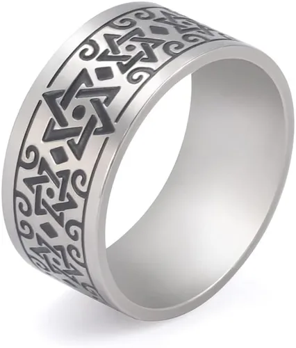 Anillo delicado de estrella de David Salomón con seis puntas de estrella talismán de acero inoxidable hexagonal, joyería judía israel para hombres
