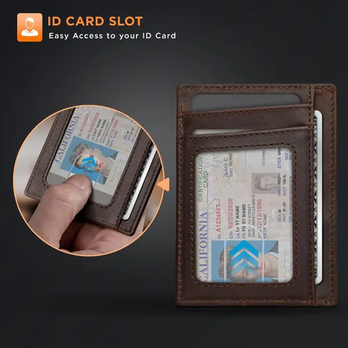 Miniatura 6 de SERMAN BRANDS RFID Blocking Slim Minimalist Mens Front Pocket Wallet. Thin Card Holder. Full Grain Leather Wallets for Men