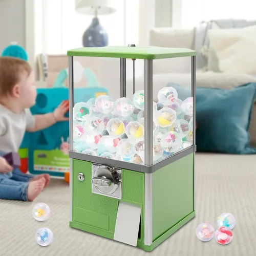 Miniatura 3 de Máquina expendedora comercial Máquina expendedora de cápsulas de 21 pulgadas para 1.77-1.97 pulgadas Twist Egg Candy Gumball Toy Máquina Verde