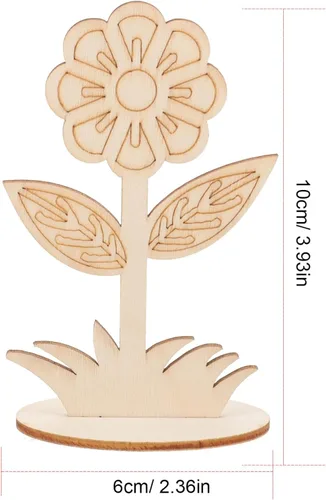 Miniatura 4 de EXCEART 20 plantillas de flores de madera DIY para pintar recortes florales sin terminar