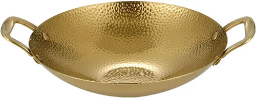 SVRITE Sartén de acero inoxidable para paellas, sin recubrimiento, antiadherente, de 8, 9, 10, 11 pulgadas, sartén pequeña para fideos con doble