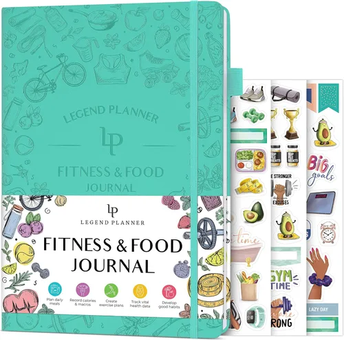 Miniatura 9 de Legend Fitness & Food Journal - Agenda de nutrición y entrenamiento con calendario de ejercicios y rastreador de nutrientes, libro de registro