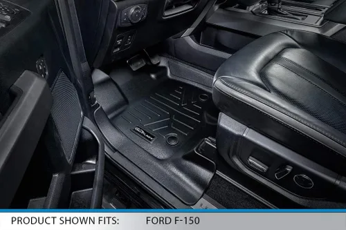 Miniatura 2 de SMARTLINER Alfombrillas de Piso de Ajuste Personalizado Juego de Revestimiento de Primera Fila Compatible con Ford F-150 2015-2025