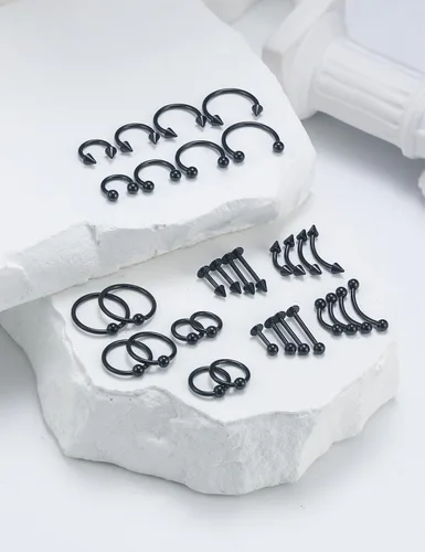 Miniatura 2 de 16G 20G Anillos de labio de herradura, septum, nariz, anillos de tragus de acero quirúrgico, hélice, caracola, torre, daith, snug, cartílago