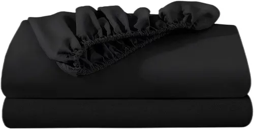 Miniatura 6 de SDIII Sábana bajera ajustable de microfibra cepillada de calidad de hotel, suave y transpirable, tamaño matrimonial, color negro, paquete de 2