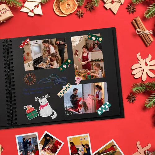 Miniatura 9 de Álbum de recortes de 8 x 8 pulgadas, álbum de recortes DIY de tapa dura de papel kraft, álbumes de fotos, 40 páginas, perfecto para fotos de 4 x 6
