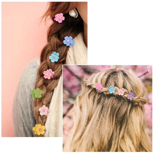 Miniatura 5 de Ahoney 10 pinzas pequeñas para el cabello, lindas pinzas de 0.77 pulgadas con margaritas de flores para mujeres y niñas, coloridos pasadores