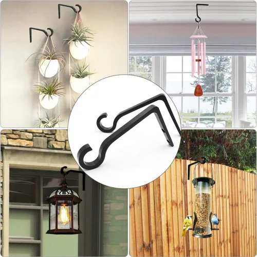 Miniatura 4 de QIEGL Soporte colgante para plantas de 6 pulgadas, gancho de metal para plantas, gancho de pastor decorativo para colgar linternas, comedero