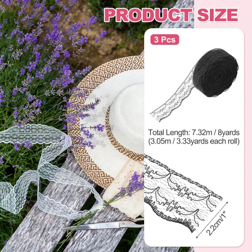 Miniatura 2 de MECCANIXITY 8 Yard Lace Trim Ribbon, 0.9 Inch Wide Vintage Floral Pattern Crochet Lace Edge Ribbon Trimming for DIY Sewing Crafts Gift Wrap Wedding