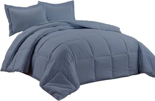 Edredón ligero tamaño Queen azul acero – Edredón de cama alternativo para todas las estaciones, edredón de verano, edredón acolchado cuadrado en