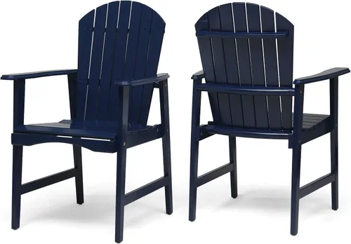 Miniatura 8 de Great Deal Furniture - Sillas de comedor Adirondack de madera de acacia resistentes a la intemperie para Pascua, para exteriores, juego de 2 Natural
