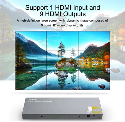 Miniatura 5 de Controlador de pared de video 3x3, procesador de pared JCHICI TV, pantalla HD 4K x 2K, rotación de 180 grados, 10 modos de empalme, entrada 4K