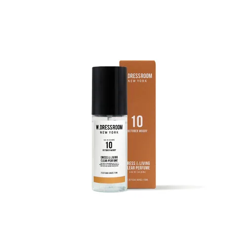 W.Dressroom No.10 October Woody Living - Perfume transparente, spray corporal y desodorante en aerosol para telas, sin alcohol, a base de agua,