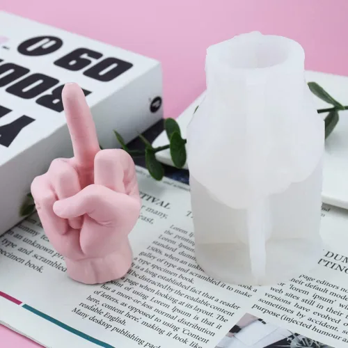Miniatura 3 de Molde de silicona en forma de mano 3D para hacer velas, molde de vela de gestos, molde de fundición de resina en forma de dedo medio para hacer